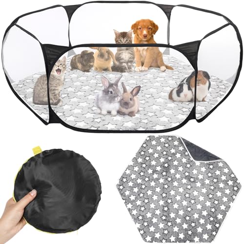 VitalCozy Hamster-Laufstall mit Matte, Kleintierkäfigzelt, atmungsaktiv, transparent, Meerschweinchen, Laufstall, wasserdicht, tragbar, Hofzaunmatte, faltbarer Übungslaufstall, für drinnen und draußen VitalCozy Hamster-Laufstall mit Matte, Kleintierkäfigzelt, atmungsaktiv, transparent, Meerschweinchen, Laufstall, wasserdicht, tragbar, Hofzaunmatte, faltbarer Übungslaufstall, für drinnen und draußen von VitalCozy