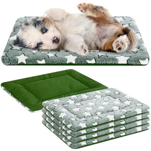 VitalCozy Hundebett-Matte, waschbar, austauschbar, wendbar, für Hundehütten, Schlafmatte für kleine, mittelgroße und große Hunde, maschinenwaschbar (45,7 x 61 x 4,1 cm, Grün), 4 Stück von VitalCozy