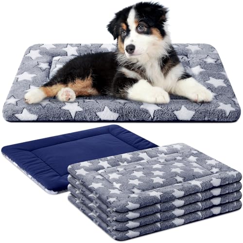 VitalCozy Hundebett-Matte, wendbare Matte, maschinenwaschbar, Bettstern, Haustier-Schlafhütte für Käfige für kleine, mittelgroße und große Hunde (45,7 x 61 x 4,1 cm, blau), 4 Stück von VitalCozy