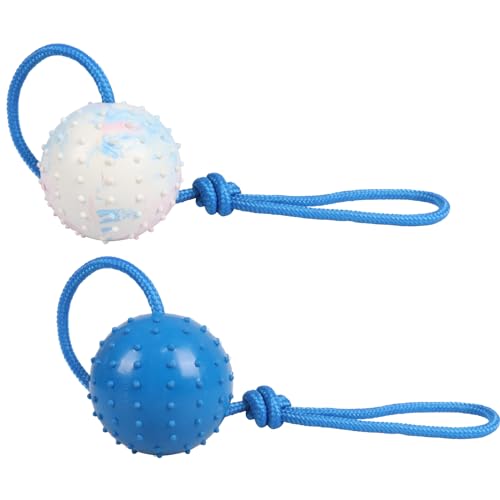 Vitalili Hundespielzeug mit Ball am Seil, 2 Stück, Hundeball am Seil, Spielzeug für Übungen und Belohnungen für Hunde zum Kautraining, Ziehspielzeug, Zerrspielzeug, Hunde, Apportierspielzeug, von Vitalili