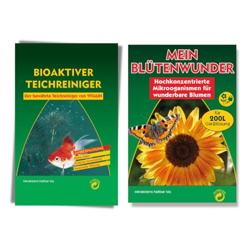 Vitalin Bio-Teichreiniger & Pflanzenaktivator, Teich- und Gartenpflege-Set für gesunde Pflanzen und klares Wasser Vitalin Bio-Teichreiniger & Pflanzenaktivator, Teich- und Gartenpflege-Set für gesunde Pflanzen und klares Wasser von Vitalin