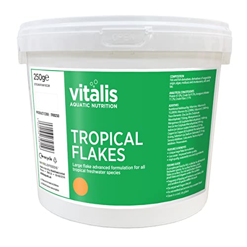 Vitalis Tropical Flakes Fischfutter Flockenfutter für Süßwasser-Fische - Hauptfutter Flocken Futter - Alleinfuttermittel für tropischen Süßwasserfische von Vitalis Aquatic Nutrition