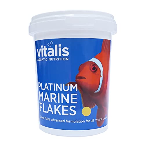 Vitalis 40g Platinum Marine Flakes – leicht verdauliches Fischfutter Aquarium Flocken –Fischfutter Flocken für vitales Wachstum und Farbenvielfalt von Vitalis Aquatic Nutrition