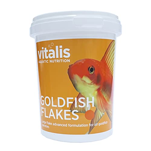 VITALIS GOLDFISCH FLAKES Fischfutter Goldfischfutter - Flockenfutter für alle Goldfische und Kaltwasserfische sowie kleinere Teichfische - Teichfutter Hauptfuttermittel Futter für Fische - für Teich und Aquarium (40g) von Vitalis Aquatic Nutrition