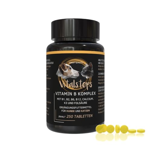 Vitalsteps Vitamin B Komplex | Vitamin B1, B2, B3, B5, B6, B9, B12, Calcium, Folsäure und Vitamin K für Hund u. Katze ca. 250 Tabletten Vitalsteps Vitamin B Komplex | Vitamin B1, B2, B3, B5, B6, B9, B12, Calcium, Folsäure und Vitamin K für Hund u. Katze ca. 250 Tabletten von Vitalsteps