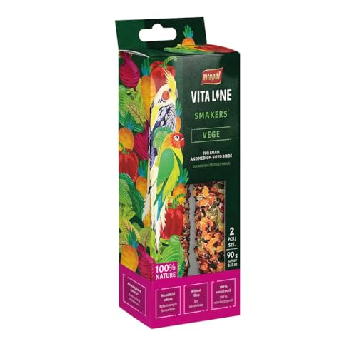 Vitapol Vitaline Smaker Kleine Papageien-Leckerli-Sticks, Gemüse, Packung mit 5 Stück Vitapol Vitaline Smaker Kleine Papageien-Leckerli-Sticks, Gemüse, Packung mit 5 Stück von Vitapol
