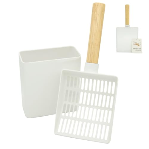 Vitisyao Langlebige Katzenstreuschaufel mit Caddy, Katzenstreuschaufel mit Halter, Premium ABS-Material Katzenstreu Sieb mit Massivholzgriff, Katzenschaufel für Katzentoilette mit Ständer Vitisyao Langlebige Katzenstreuschaufel mit Caddy, Katzenstreuschaufel mit Halter, Premium ABS-Material Katzenstreu Sieb mit Massivholzgriff, Katzenschaufel für Katzentoilette mit Ständer von Vitisyao