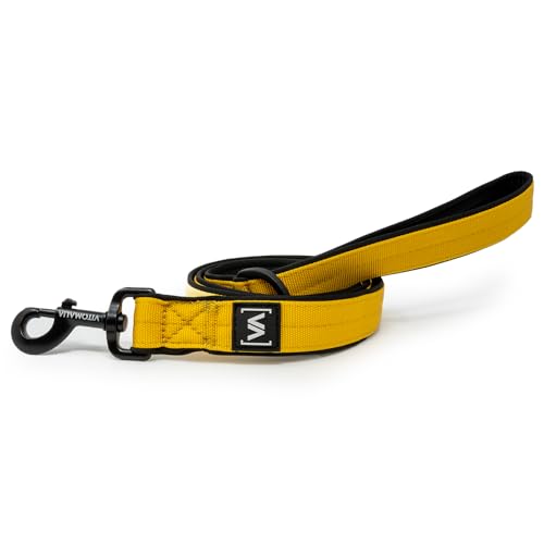 VITOMALIA® 1,20m Easy Go Hundeleine mit Neopren Innenfütterung & Handschlaufe für Hund: Perfekte Leine für große Hunde & kleine Hunde, strapazierfähig & sicher (Gelb) von Vitomalia