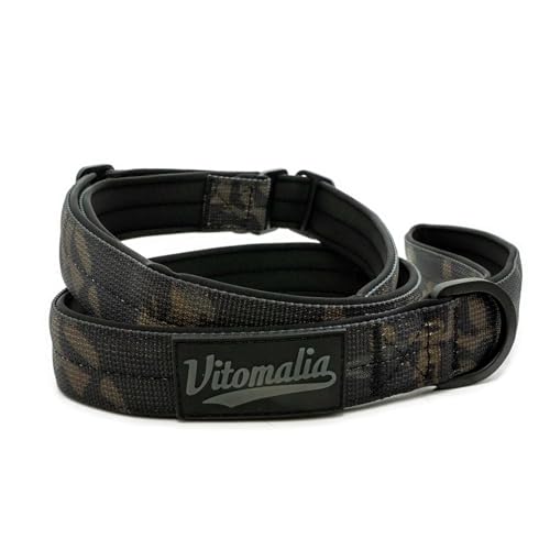 VITOMALIA® 1,5m Lange Gepolsterte Retrieverleine mit Zugstopp - 3cm breite Moxonleine für große & kleine Hunde, Sicherheitsorientiert, Langlebig & Komfortabele Moxon (Camouflage) von Vitomalia