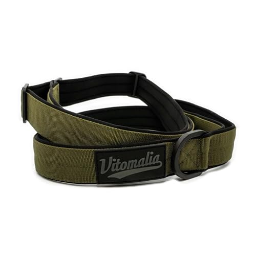 VITOMALIA® 1,5m Lange Gepolsterte Retrieverleine mit Zugstopp - 3cm breite Moxonleine für große & kleine Hunde, Sicherheitsorientiert, Langlebig & Komfortabele Moxon (Khaki) von Vitomalia