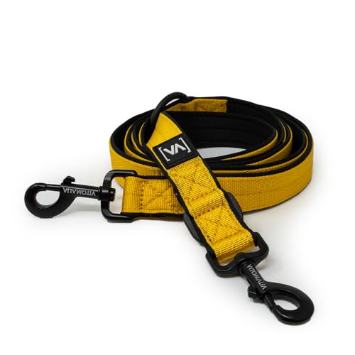 VITOMALIA® 2,2m Easy Go Hundeleine, dreifach verstellbar: Vielseitige, robuste Führleine – perfekte Leine für große Hunde und kleine Hunde, sicher & komfortabel (Gelb) von Vitomalia