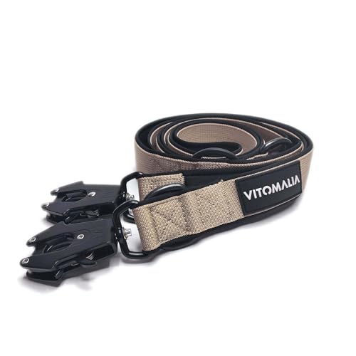 VITOMALIA® 2,2m verstellbare Hundeleine für Hund, dreifach verstellbar Leine, mit Neopren Innenfütterung und robustem Froschkarabiner für große Hunde (Beige, 2cm/Breit - 2,2m Lang) von Vitomalia