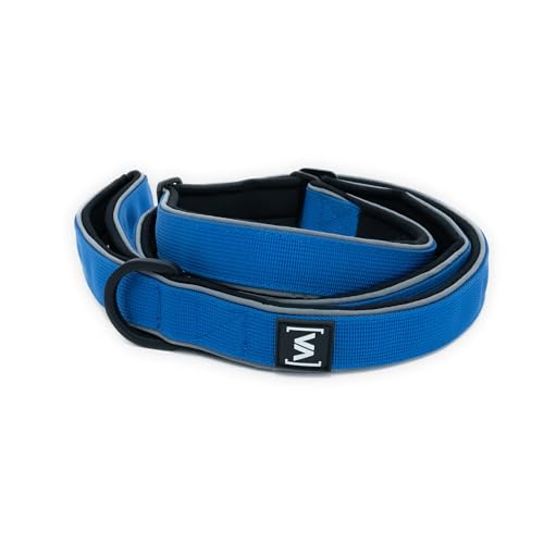 VITOMALIA® Breite Moxon Retrieverleine, Zugstopp: Reflektierend, weich, ideal für große Hunde, sicher beim Training und Nachtspaziergängen. (Blau) von Vitomalia