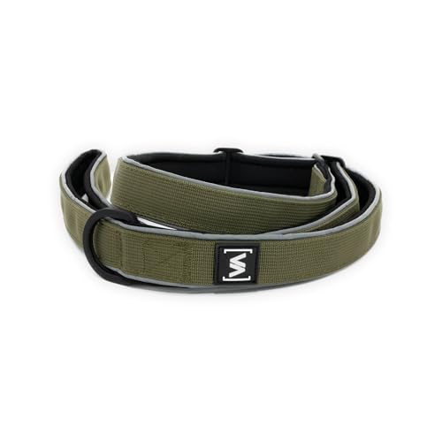 VITOMALIA® Breite Moxon Retrieverleine, Zugstopp: Reflektierend, weich, ideal für große Hunde, sicher beim Training und Nachtspaziergängen. (Khaki) von Vitomalia