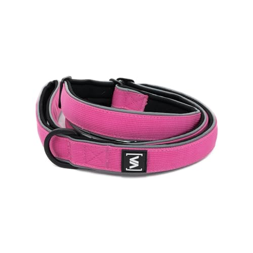 VITOMALIA® Breite Moxon Retrieverleine, Zugstopp: Reflektierend, weich, ideal für große Hunde, sicher beim Training und Nachtspaziergängen. (Pink) von Vitomalia