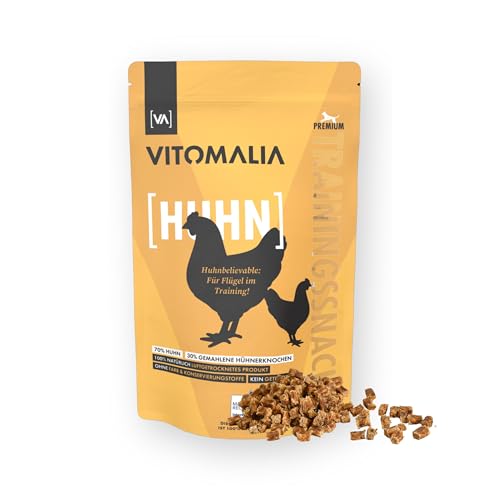 VITOMALIA® Huhn Trainingssnacks 500g für Hund | Allergikerfreundliche Hundeleckerli | Getreidefrei & Natürlich | Schonend Getrocknete Leckerlis für Hundetraining | Leckerli & Snacks für Hunde von Vitomalia