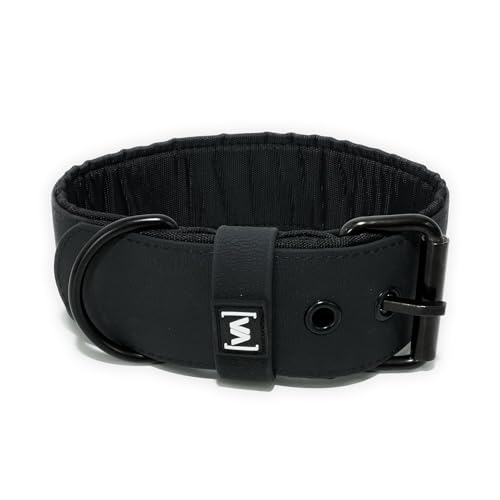 VITOMALIA® HydroTex 5cm Breites Halsband für Große Hunde, Wasserabweisendes Hundehalsband mit Komfort-Innenfütterung, Strapazierfähig & Langlebig - Für Aktivn Hund (5cm/L = 45cm-55cm, Schwarz) von Vitomalia