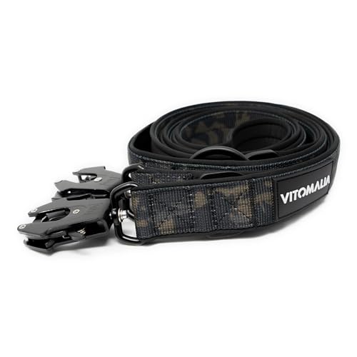 VITOMALIA® K9 2,2m verstellbare Hundeleine für Hund, dreifach verstellbar Leine, mit Neopren Innenfütterung und robustem Froschkarabiner für große Hunde (Camouflage, 2cm/Breit - 2,2m Lang) von Vitomalia