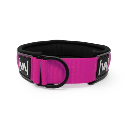 VITOMALIA® Ultraleichtes 5cm breites reflektierendes Zugstopp Hundehalsband, Robustem Nylon und Weichem Neopren, Halsband für große Hunde, zugstopp Halsband (5cm/L = 45cm-56cm, Pink) von Vitomalia