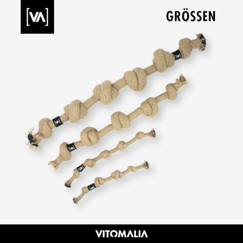 Vitomalia® 100% Naturhanf Zerrspielzeug Hund Seil - Tau Hundespielzeug für Kleine & Große Hunde - Umweltfreundlich, Langlebig, Ideal als Ziehspielzeug für Hund (S = 10cm dick - 50cm lang) von Vitomalia