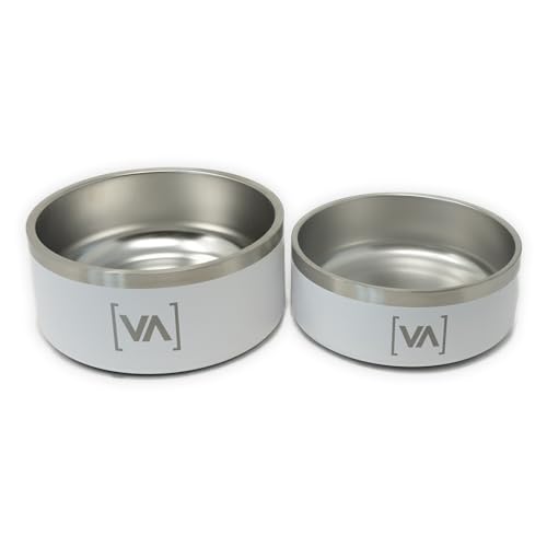 Vitomalia® Rutschfester Hundenapf aus Edelstahl für Hunde, Doppelwandig, Futternapf für Reisen, BPA-frei (Weiss 2L) von Vitomalia
