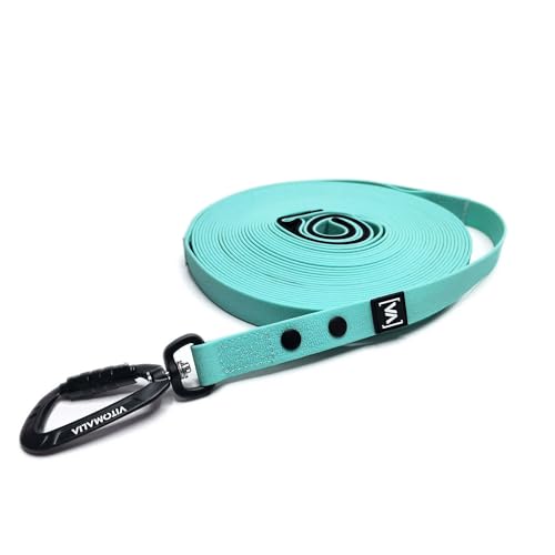 Vitomalia® Sicherheits-Schleppleine für Hunde - HydroTex Anti-Rutsch - 1cm & 2cm Breite, 5m, 7m, 10m, 15m, 20m Längen, Sicherheitskarabiner aus Aluminium (2cm breit - 15m lang) von Vitomalia