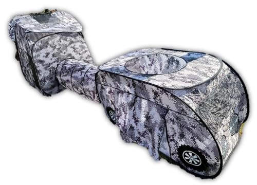 3-teiliges Katzen-/Hundezelt-Set aus Mesh und Nylon, Tunnel verbindet zwei Häuser, Digital Camo Grau, Tragetasche (Green Digital Camo) von Vitonus