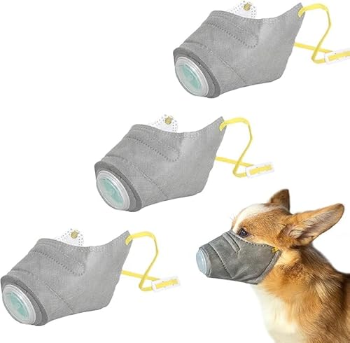 Dog Smoke Mask, Reusable Breathable Dog Air Filter Mask, Dog Mask,Adjustable Dog Gas Face Mask,Dog Respirator Mask, Muzzle for Large Dog and Small Dog (3 pcs, M) von Vitrywei