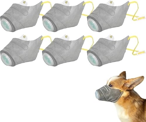 Dog Smoke Mask, Reusable Breathable Dog Air Filter Mask, Dog Mask,Adjustable Dog Gas Face Mask,Dog Respirator Mask, Muzzle for Large Dog and Small Dog (6 pcs, M) von Vitrywei