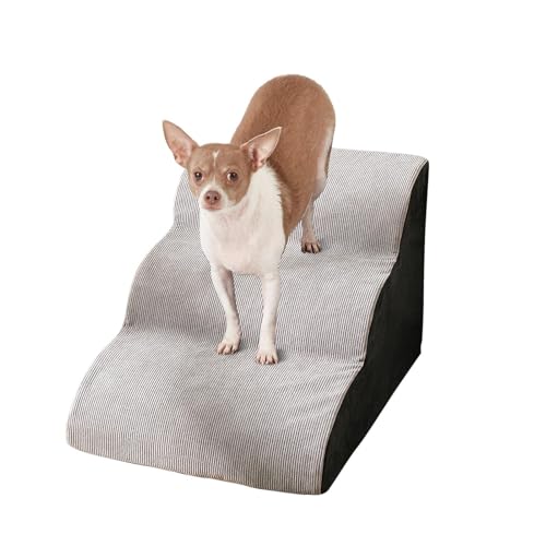Haustier-Hundestufen-Treppe – Hundebett-Treppe, Hundetreppe-, kleine Hunde-Schrägtreppe, wasserdichte Haustier-Treppe | Leicht zu reinigende 3-stufige -Hangtreppe, Hundetreppe mit Flanellb von Vitsrisea