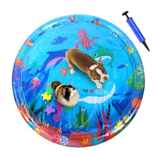 Katzenwasserteppich - Interaktives Wasserspielzeug, Félin Erfrischendes Kissen | Anti-Stress-aufblasbarer Teppich, Sensorische Spielbasis, Dicke Kühloberfläche, Entspannungszubehör Für Das Jahr von Vitsrisea