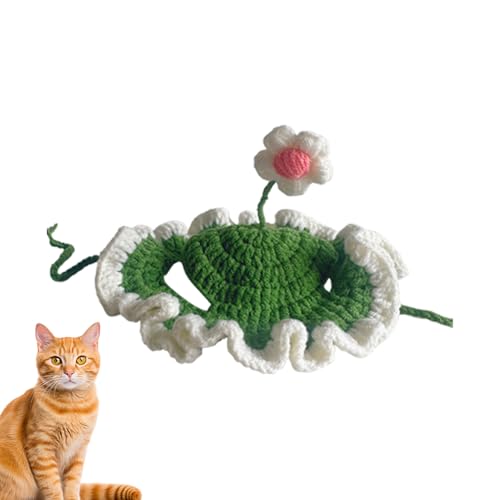 Stricker Hundehut - Entzückend Haustier Strickhut, Weicher Woll -Cosplay -Hut | Handgefertigter Mittlerer Hundehut Mit Blume, Bequemer Katzenhut, Trendiges Haustier -Accessoire Für Hunde Und K von Vitsrisea