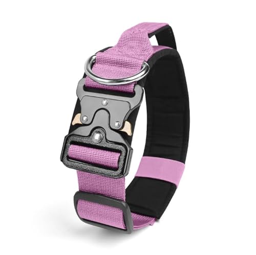 Viugex Taktisches Hundehalsband mit Leine, Verstellbares Militär Hundehalsband mit Griff und Metallschnalle, Dick und Langlebig Dog Collar für Kleine Mittlere Große Hunde (Lila, L) von Viugex