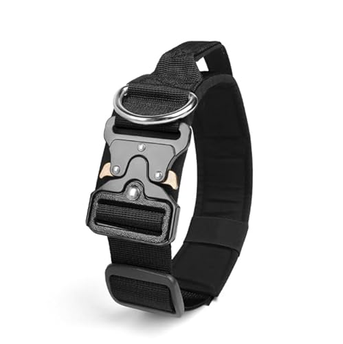 Viugex Taktisches Hundehalsband mit Leine, Verstellbares Militär Hundehalsband mit Griff und Metallschnalle, Dick und Langlebig Dog Collar für Kleine Mittlere Große Hunde (Schwarz, L) von Viugex