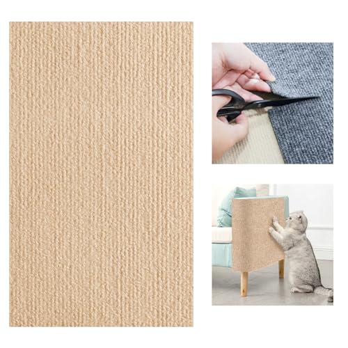 Viusneun Selbstklebend Kratzteppich Katze Wand, Kratzmatte Katze Sofa, DIY Climbing Cat Scratcher, Kratzbrett Katzen, Kratzschutz Sofa Katze für Schützt Teppiche Möbelschutz (40x100cm,Khaki) von Viusneun