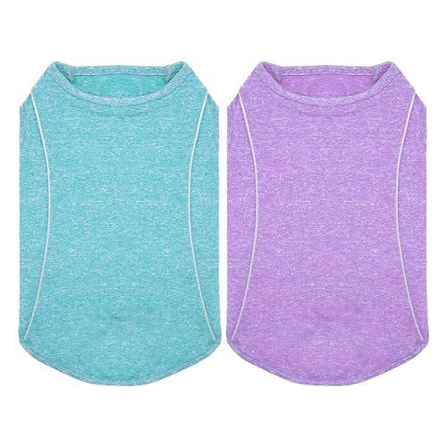 2er-Pack Hunde-Shirt für kleine Hunde Sportlich Atmungsaktive Shirts mit Reflektierenden Streifen Athletisches Tank Top Leichte Hundebekleidung, Seeblau + Lila, L 2er-Pack Hunde-Shirt für kleine Hunde Sportlich Atmungsaktive Shirts mit Reflektierenden Streifen Athletisches Tank Top Leichte Hundebekleidung, Seeblau + Lila, L von Vivi Bear