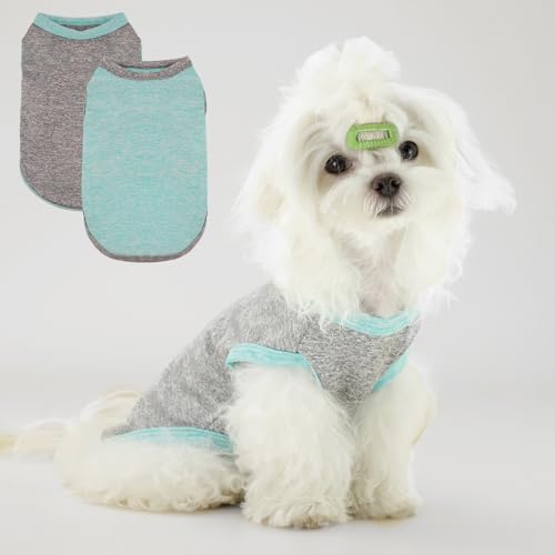 2er-Pack Hundeshirts Schnell trocknende weiche Dehnbare Hunde-T-Shirts Sport Tank Top ärmellose Weste Sonnenschutz Hundebekleidung für kleine mittlere Hunde, Grau+Blau, XL 2er-Pack Hundeshirts Schnell trocknende weiche Dehnbare Hunde-T-Shirts Sport Tank Top ärmellose Weste Sonnenschutz Hundebekleidung für kleine mittlere Hunde, Grau+Blau, XL von Vivi Bear
