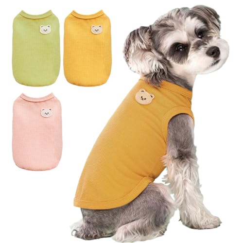 3-Pack gestrickt Baumwolle Hund T-Shirt für kleine Hunde Katzen - Junge Mädchen Welpe ärmelloses Tee Weste - weiche atmungsaktive Tank Top Pullover - Sommer Haustier Kleidung, Bär S 3-Pack gestrickt Baumwolle Hund T-Shirt für kleine Hunde Katzen - Junge Mädchen Welpe ärmelloses Tee Weste - weiche atmungsaktive Tank Top Pullover - Sommer Haustier Kleidung, Bär S von Vivi Bear