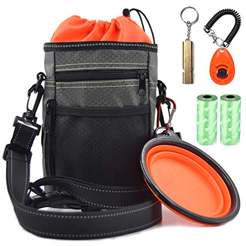 Vivi Bear Futterbeutel für Hunde 3M Reflektierendes Futtertasche Hundetraining Abwaschbar Hundetraining Beutel, Hundetraining Klicker, Reise Hundenapf, Kotbeutel Spender, Hundetraining Whistle von Vivi Bear