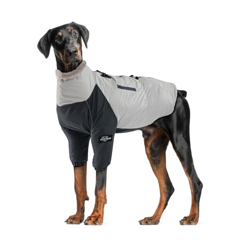 Wasserdichte Hundejacken mit Geschirr D-Ring und Tasche, Winter warme Hundemantel winddicht Hund Fleece Weste, 2 Bein Hund Schneeanzug für kaltes Wetter für mittlere große Hunde Wandern Wandern Reisen von Vivi Bear