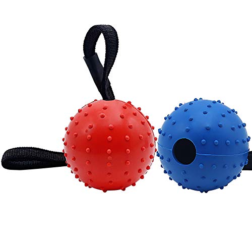 Vivifying Hundeball auf einem Seil, 2 Stück Interaktiver Naturkautschuk Ball Hund zum Apportieren, Fangen, Werfen und Ziehen des Krieges(Blau + Rot) von Vivifying