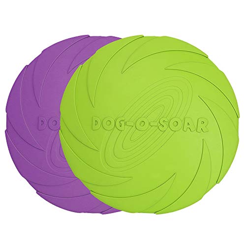 Vivifying Frisbee Hund, 2 Stück 18cm Hundefrisbee aus Natürlichem Kautschuk für Land und Wasser (Grün + Lila) von Vivifying