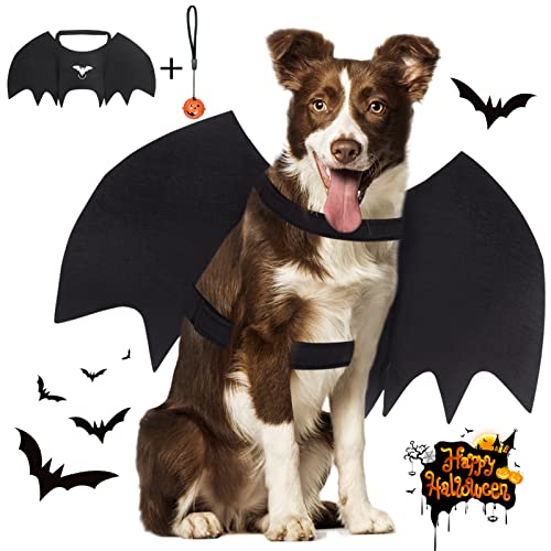 Vivifying Fledermausflügel Hund, Halloween Hundekostüm Fledermaus Flügel mit Kürbisglocke, Einstellbar Fledermaus Flügel für Cosplay Party Dekoration(Hals: 15-24,8 Zoll/Brustumfang: 18,5-32 Zoll) Vivifying Fledermausflügel Hund, Halloween Hundekostüm Fledermaus Flügel mit Kürbisglocke, Einstellbar Fledermaus Flügel für Cosplay Party Dekoration(Hals: 15-24,8 Zoll/Brustumfang: 18,5-32 Zoll) von Vivifying