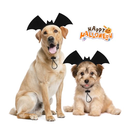 Vivifying Halloween-Stirnband mit Fledermausflügeln, verstellbares Kopfband für kleine und mittelgroße Hunde, lustiges Hundekostüm sowie Haustier-Accessoire für Fotos & Cosplay, Schwarz von Vivifying