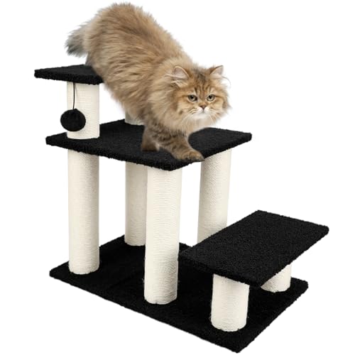Vivifying Katzentreppe&Kratzbaum, 3 Stufen Hundetreppe für Hochbetten & Couch, stabile 68kg Unterstützung, einstellbare Höhen 3 Haustiertreppe für ältere Katzen und kleine Hunde (Schwarz) Vivifying Katzentreppe&Kratzbaum, 3 Stufen Hundetreppe für Hochbetten & Couch, stabile 68kg Unterstützung, einstellbare Höhen 3 Haustiertreppe für ältere Katzen und kleine Hunde (Schwarz) von Vivifying