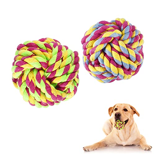 Vivifying Hund Seil Ball, 2 Stück Kaubälle aus Geflochtener Baumwolle für Hunde Zahnreinigung von Vivifying