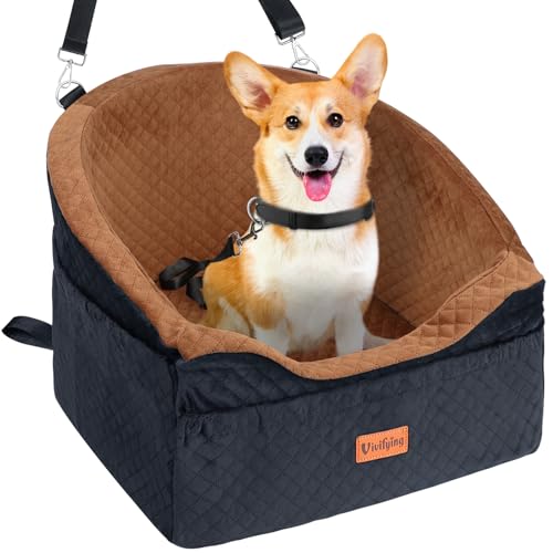 Vivifying Hundeautositz für kleine und mittelgroße Hunde, abnehmbarer und waschbarer Sitzerhöhung für Haustiere bis zu 13,6 kg, Reisebett mit Aufbewahrungstaschen und Sicherheitsgurt, Braun & Schwarz Vivifying Hundeautositz für kleine und mittelgroße Hunde, abnehmbarer und waschbarer Sitzerhöhung für Haustiere bis zu 13,6 kg, Reisebett mit Aufbewahrungstaschen und Sicherheitsgurt, Braun & Schwarz von Vivifying