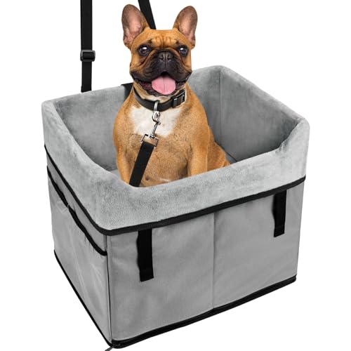 Vivifying Hundeautositze für kleine Hunde, tragbarer Hunde-Booster-Autositz, geeignet für kleine Haustiere bis zu 11,3 kg (grau) von Vivifying