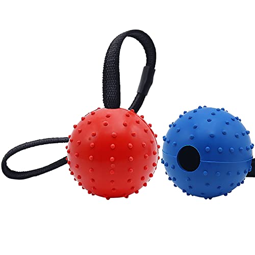 Vivifying Hundeball auf einem Seil, 2 Stück Interaktiver Naturkautschuk Hüpfball zum Apportieren, Fangen, Werfen und Ziehen des Krieges von Vivifying