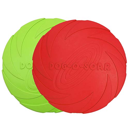 Vivifying Frisbee Hund, 2 Stück 18cm Hundefrisbee aus Natürlichem Kautschuk für Land und Wasser (Grün + Rot) von Vivifying